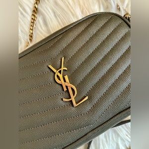 Authentic Saint Laurent Lou Mini Bag In Quilted Grain De Poudre Embossed